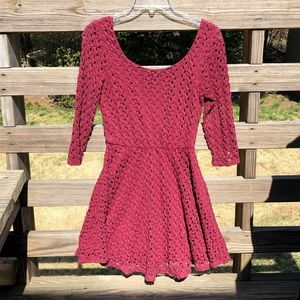 Maroon Lace Skater Dress Love Reign Size Small